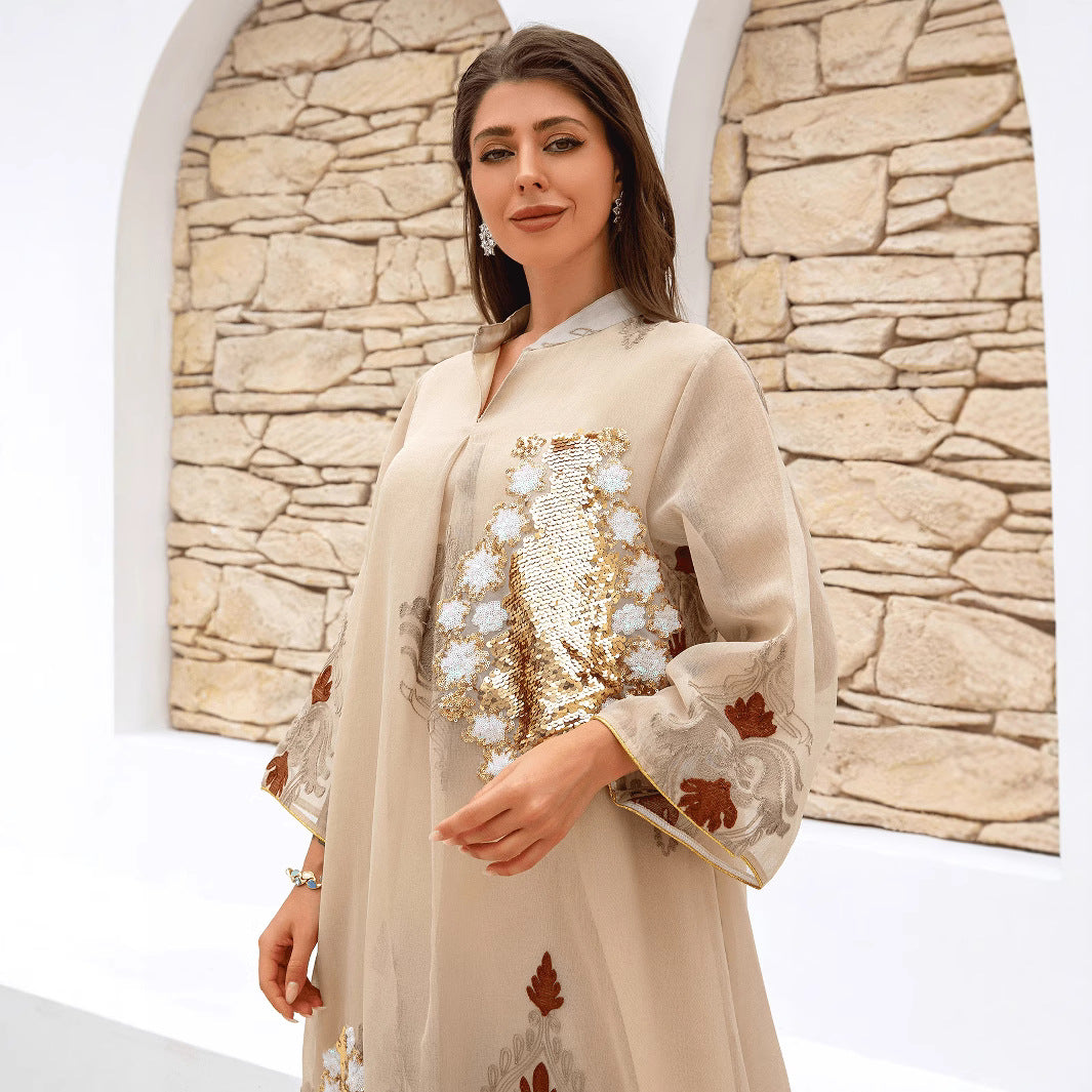 Embroidered Muslim Abaya Dress