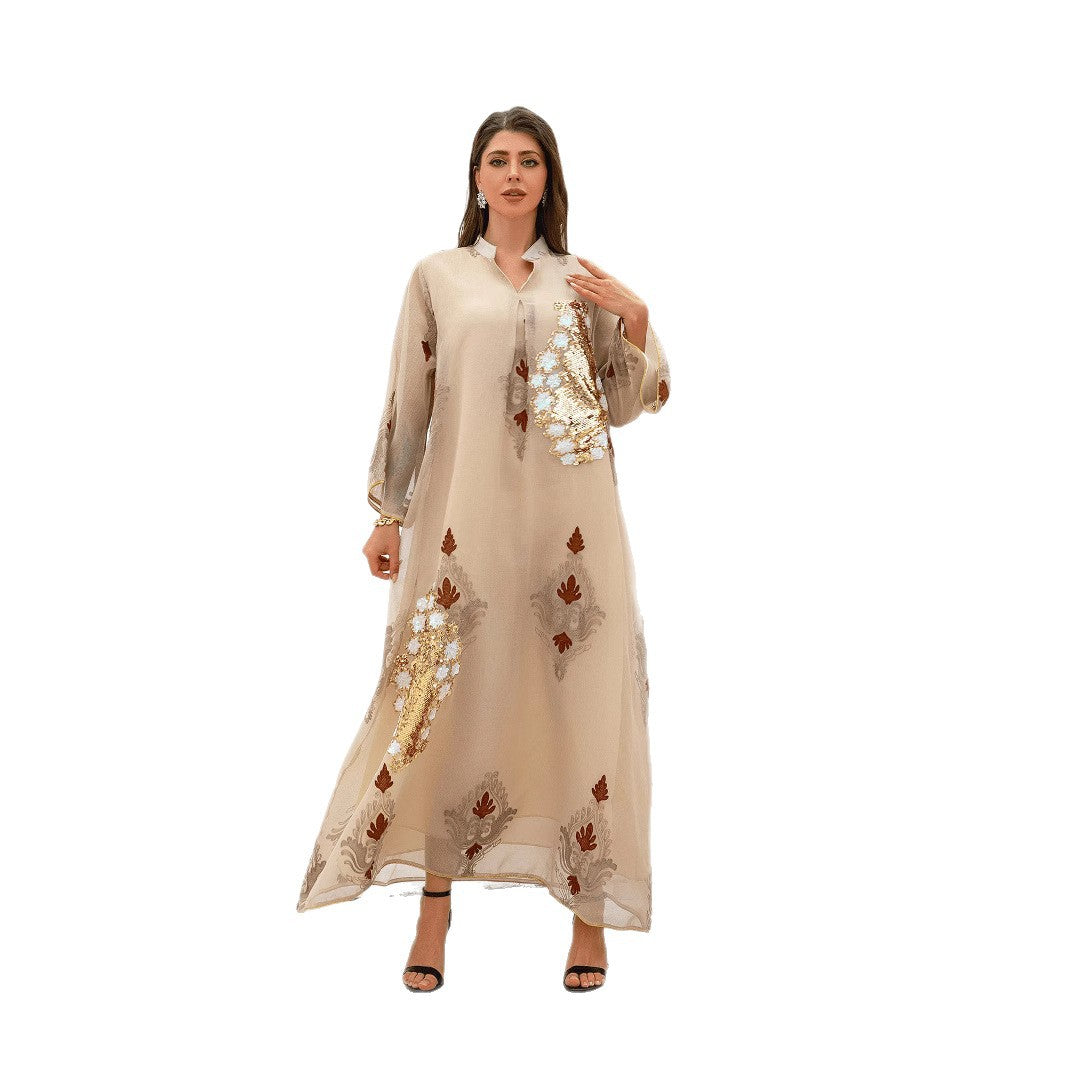 Embroidered Muslim Abaya Dress