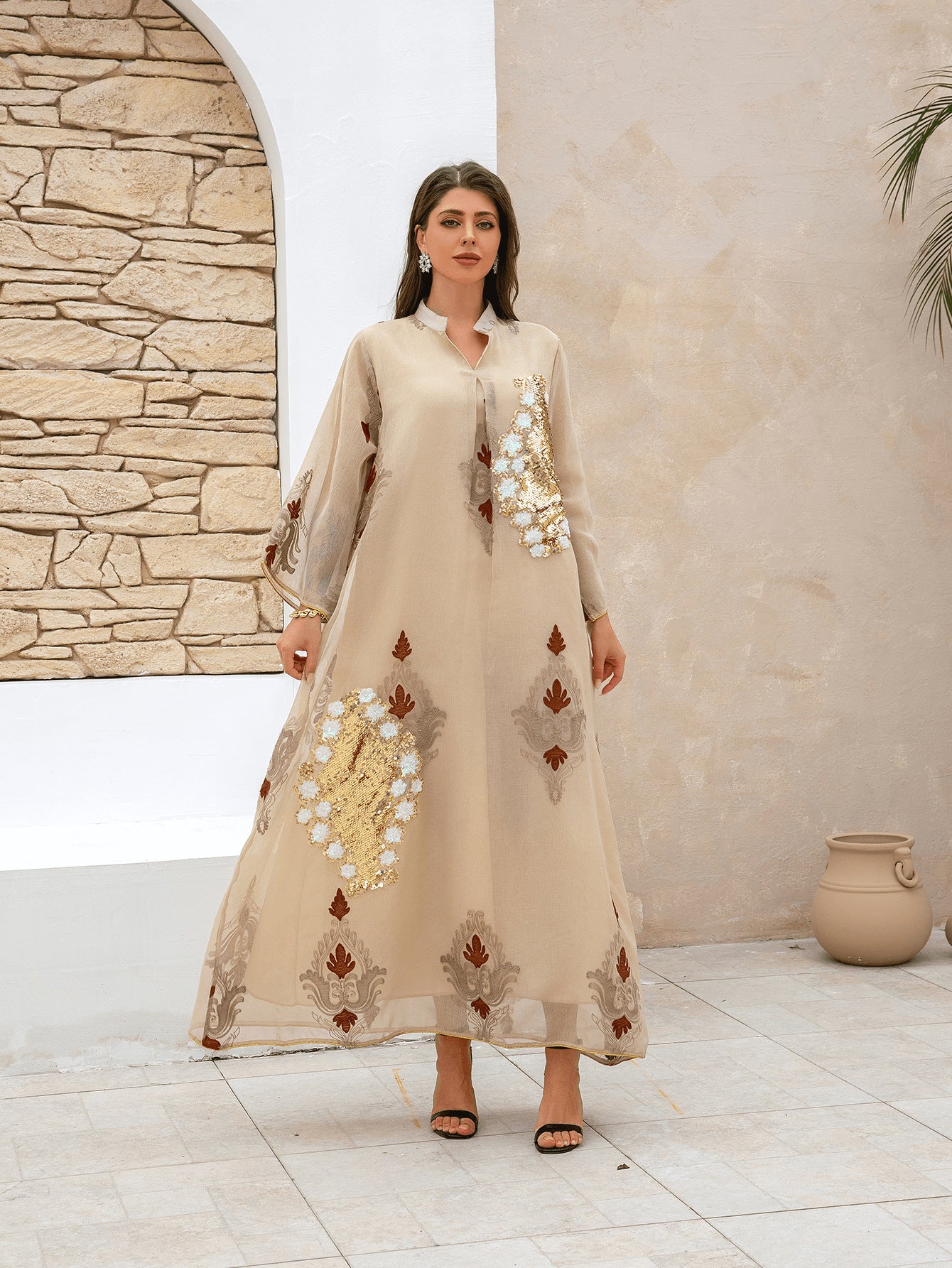 Embroidered Muslim Abaya Dress