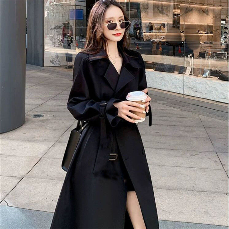Womens Mid-Length Double-Breasted Trench Coat
