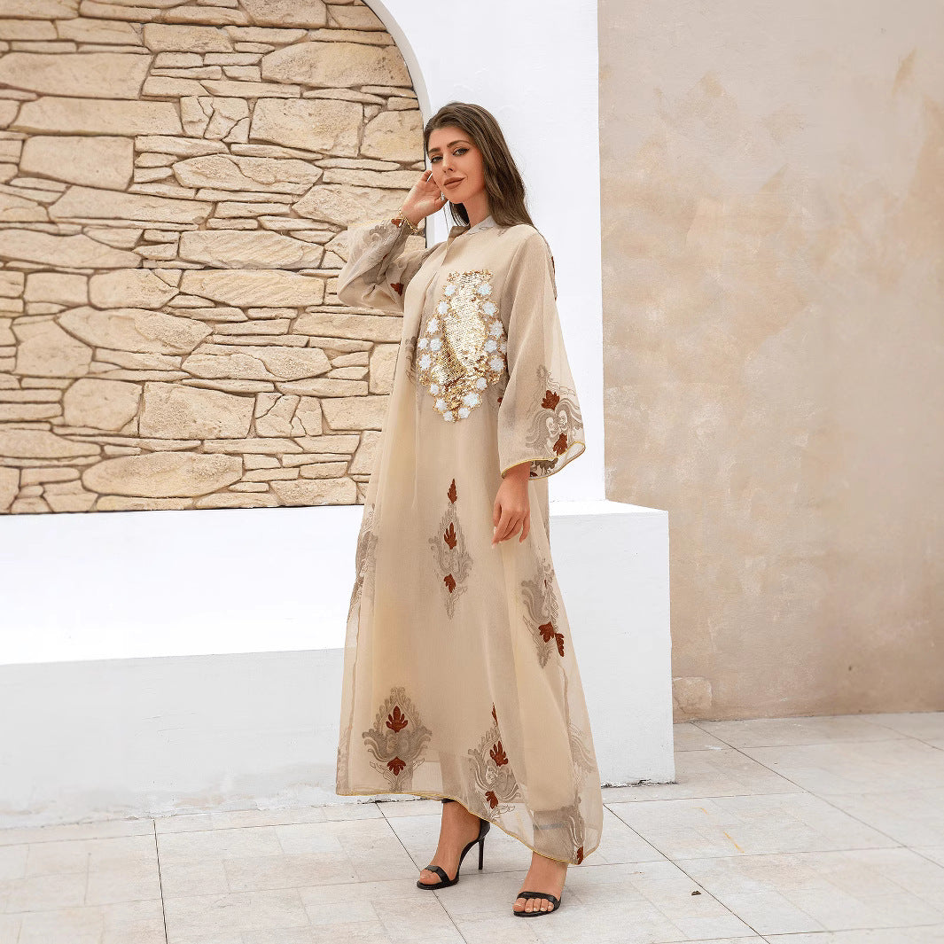 Embroidered Muslim Abaya Dress
