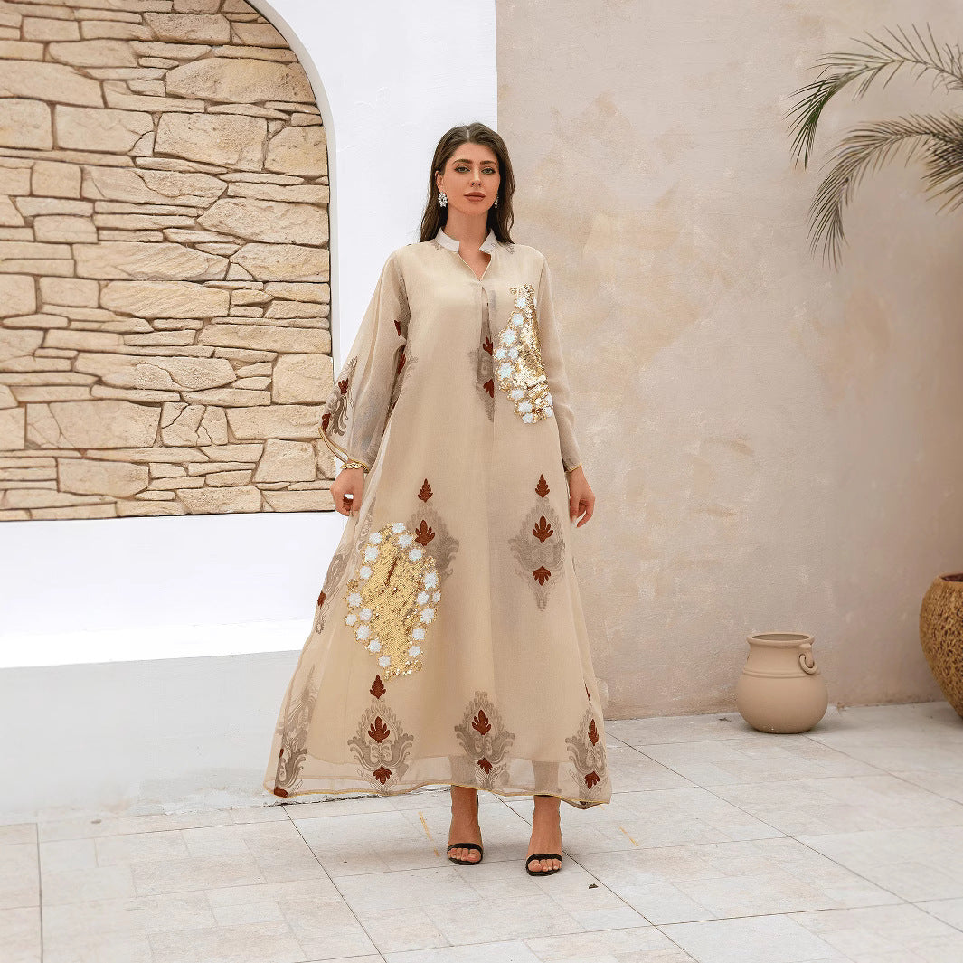 Embroidered Muslim Abaya Dress