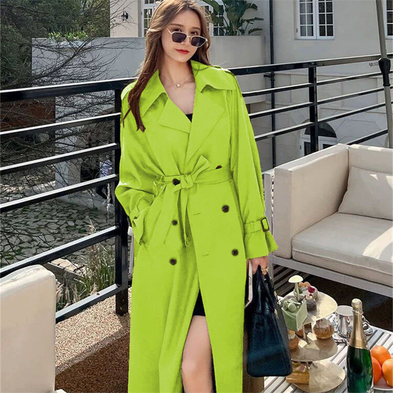 Womens Mid-Length Double-Breasted Trench Coat