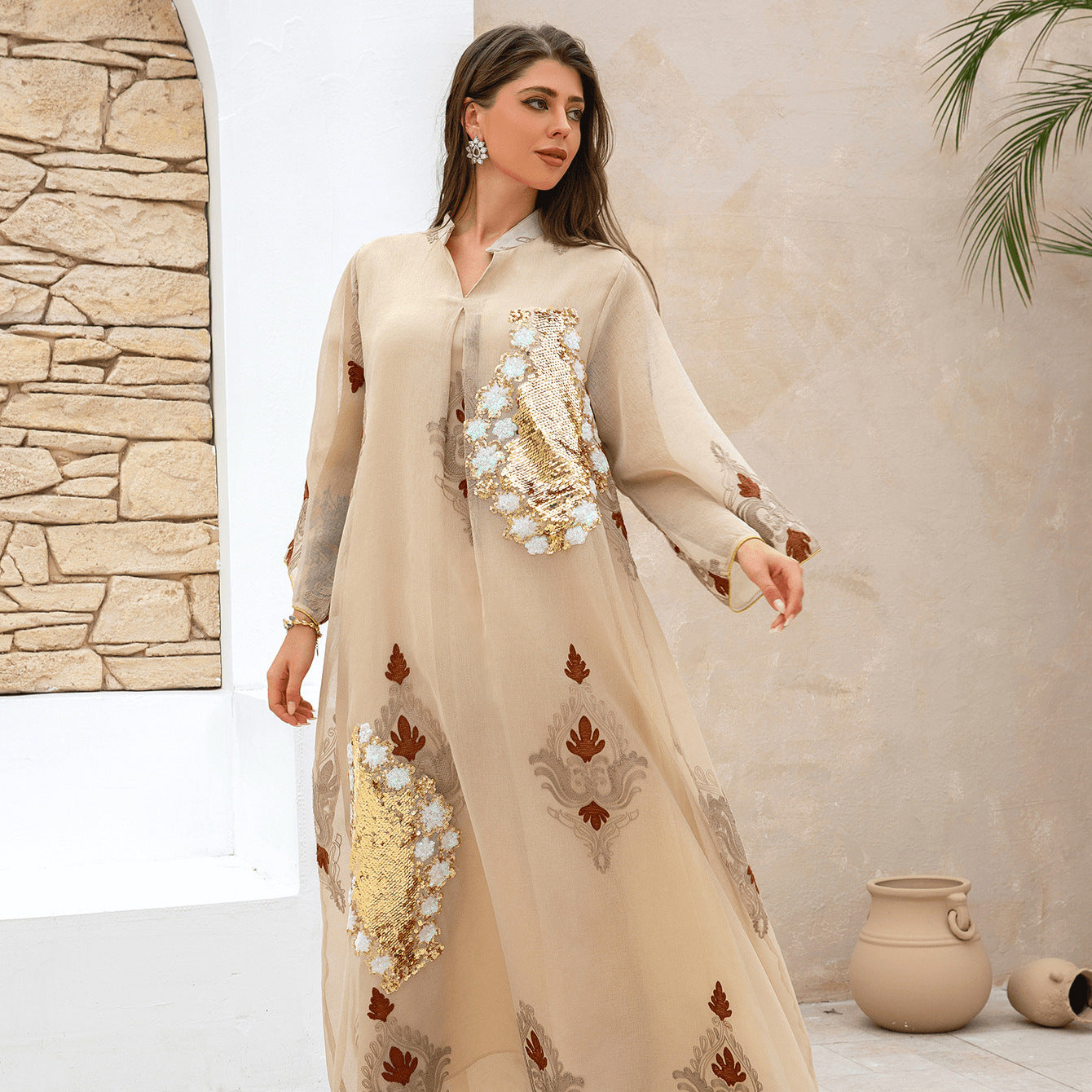 Embroidered Muslim Abaya Dress