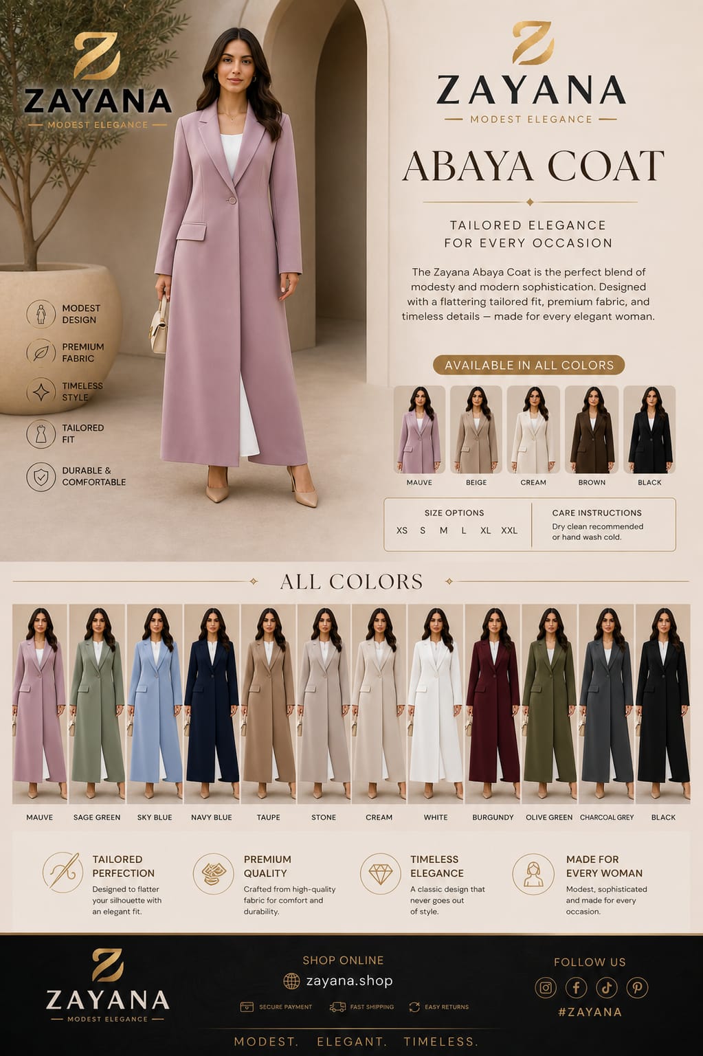 Eid Collection Abaya Coat | Premium Modest Layer by ZAYANA