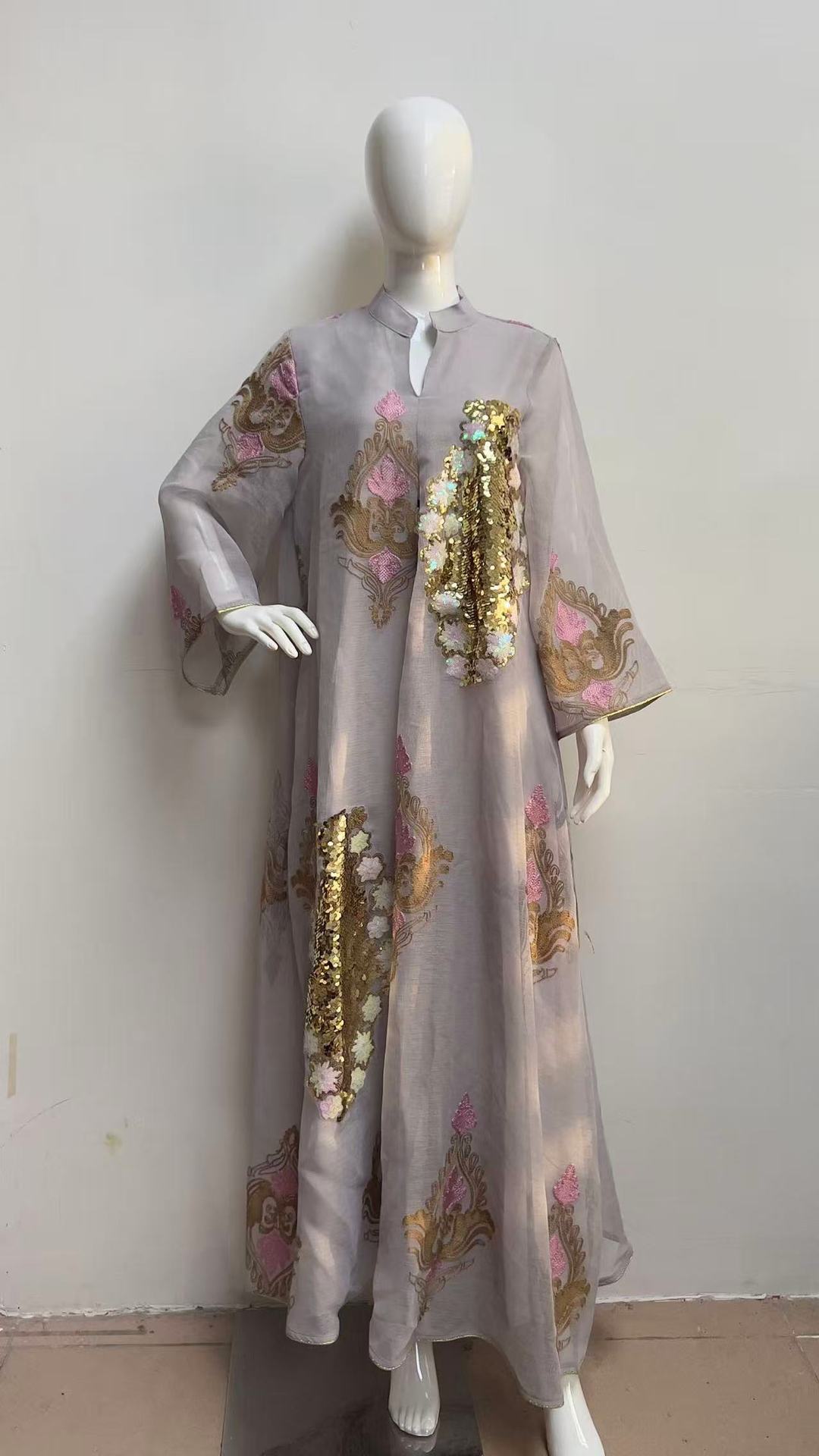 Embroidered Muslim Abaya Dress